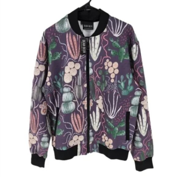 Dear Deer Men's Cactus Hand Printed Bomber Jacket - L - Picture 2 of 6